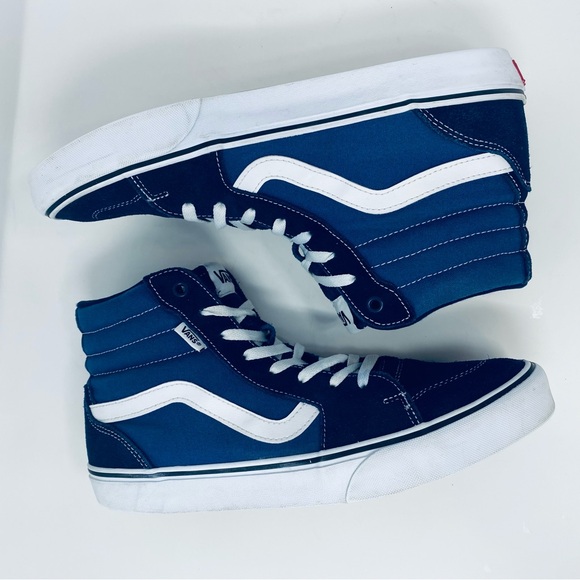 VANS Men's 11 Filmore Navy Blue Denim High-Top SK8 Shoes Sneakers Streetwear - Picture 10 of 15